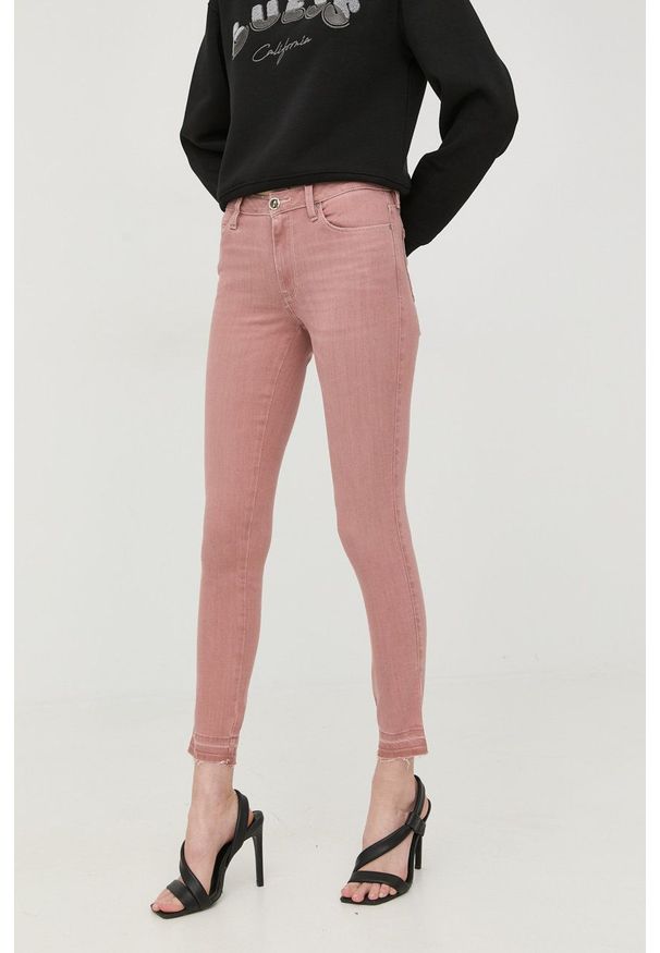 Guess jeansy damskie medium waist. Kolor: różowy