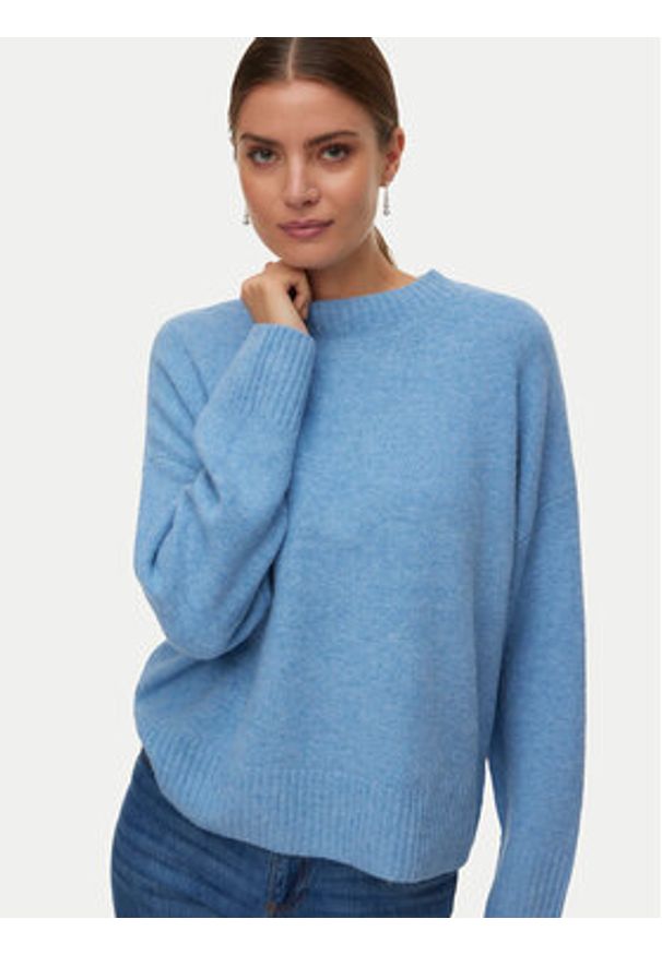 Vero Moda Sweter Vmboom 10320463 Błękitny Loose Fit. Kolor: niebieski. Materiał: syntetyk