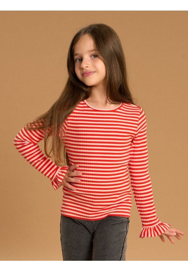 Sinsay - Bawełniana bluzka w paski - wielobarwny. Materiał: bawełna. Wzór: paski