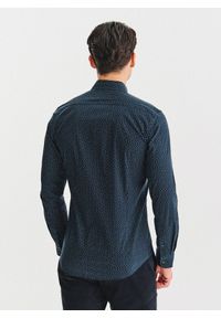 Pako Lorente - PAKO LORENTE – Granatowa koszula we wzór geometryczny. Kolor: niebieski. Materiał: bawełna, elastan. Długość rękawa: długi rękaw. Długość: długie. Wzór: geometria #5