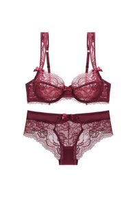 Intica - Komplet bielizny z koronki na romantyczne wieczory Eirini. Kolor: czerwony. Materiał: koronka. Wzór: koronka