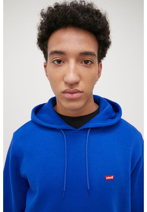 Levi's® - Levi's bluza męska z kapturem gładka. Okazja: na spotkanie biznesowe, na co dzień. Typ kołnierza: kaptur. Kolor: niebieski. Materiał: dzianina. Wzór: gładki. Styl: casual, biznesowy