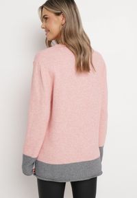 Born2be - Różowy Luźny Sweter w Kropki Alynnia. Kolor: różowy. Materiał: tkanina, dzianina. Długość rękawa: długi rękaw. Długość: długie. Wzór: kropki. Styl: klasyczny #2