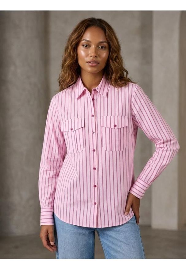 Sinsay - Bawełniana koszula w paski - wielobarwny. Materiał: bawełna. Wzór: paski