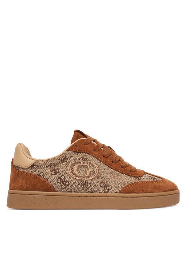 Guess Sneakersy FLTJAC LEA12 Brązowy. Kolor: brązowy. Materiał: zamsz, skóra