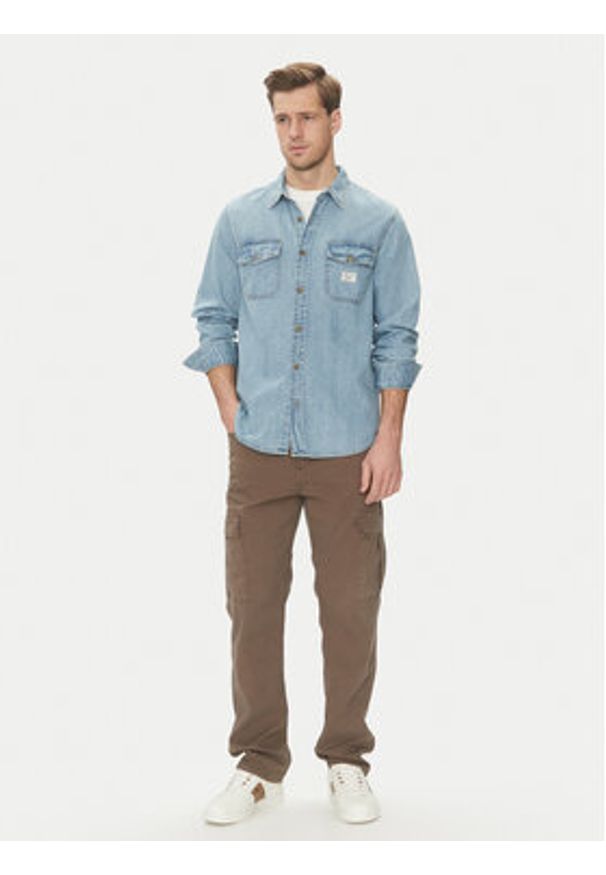 Guess Jeans Koszula jeansowa M5GH56 D5M82 Niebieski Regular Fit. Kolor: niebieski. Materiał: bawełna