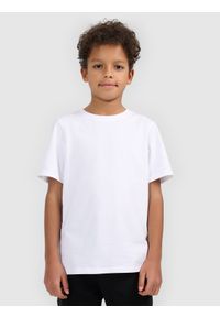 4f - 4F T-shirt oversize gładki chłopięcy - biały 128 (7-8 lat). Okazja: na co dzień. Kolor: biały. Materiał: bawełna, dzianina, jersey. Długość rękawa: krótki rękaw. Długość: krótkie. Wzór: gładki. Sezon: lato. Styl: klasyczny, casual, sportowy #2