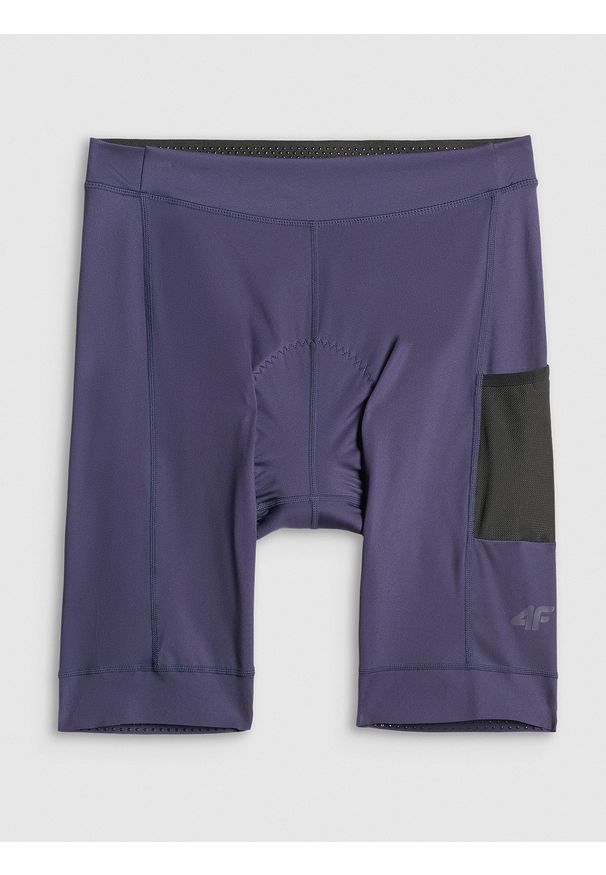 4f - 4F Spodenki kolarskie z żelową wkładką męskie - granatowe XXL. Kolor: niebieski. Materiał: włókno, skóra, materiał. Długość: krótkie. Sport: kolarstwo