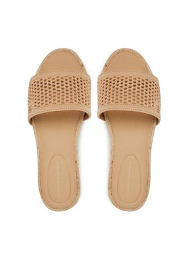 TOMMY HILFIGER - Tommy Hilfiger Espadryle Knit Mesh Espadrille Flat Sandal FW0FW08744 Beżowy. Kolor: beżowy. Materiał: materiał