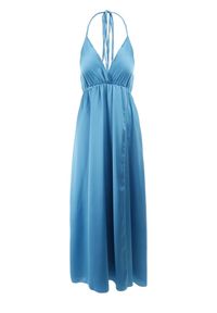 Born2be - Niebieska Sukienka Hyrmaea. Kolor: niebieski. Materiał: koronka. Długość rękawa: bez rękawów. Typ sukienki: kopertowe. Styl: wakacyjny. Długość: maxi #2
