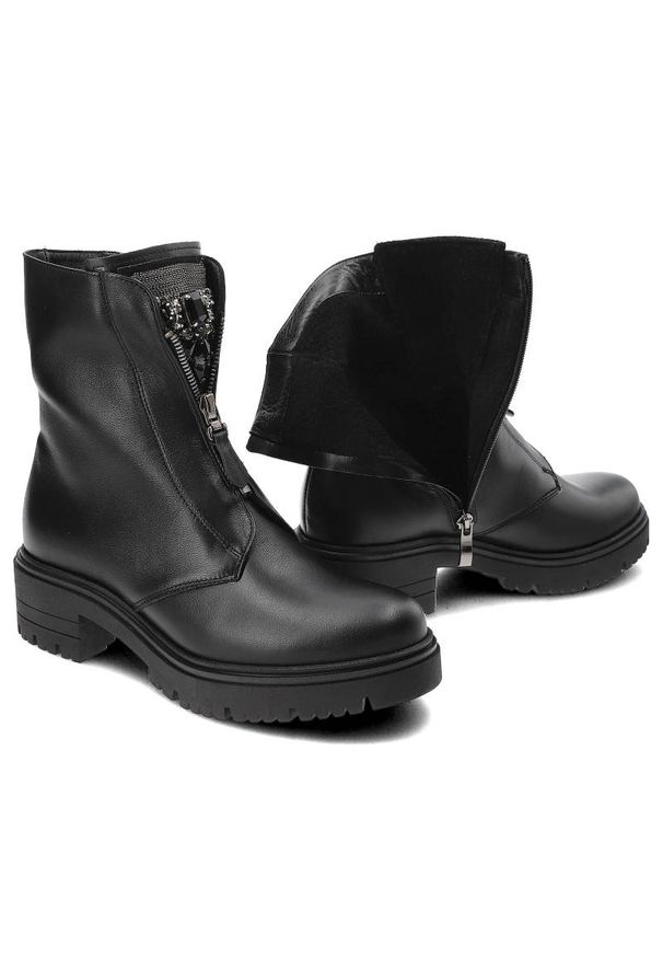 Czarne Botki Armodo Damskie Stylowe Obuwie. Okazja: na co dzień. Zapięcie: zamek. Kolor: czarny. Materiał: skóra. Wzór: gładki. Obcas: na obcasie. Styl: elegancki. Wysokość obcasa: średni