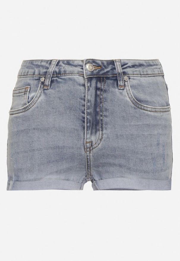 Born2be - Niebieskie Jeansowe Szorty z Przetarciami i Wysokim Stanem Nirefea. Okazja: na co dzień. Stan: podwyższony. Kolor: niebieski. Materiał: jeans. Styl: klasyczny, elegancki, casual