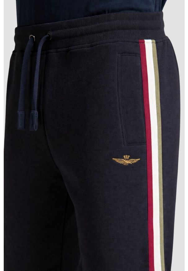 Aeronautica Militare - AERONAUTICA MILITARE Granatowe bawełniane męskie spodnie dresowe, Rozmiar XS. Kolor: niebieski. Materiał: bawełna, dresówka