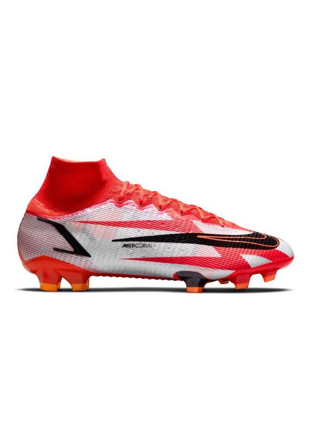 Buty piłkarskie Nike Mercurial Superfly 8 Elite CR7 Fg M DB2858-600 biały,czerwony pomarańcze i czerwienie. Kolor: biały, czerwony, wielokolorowy. Materiał: syntetyk. Sport: piłka nożna