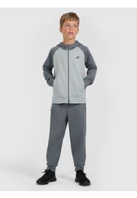 4f - 4F Spodnie sportowe szybkoschnące joggery chłopięce - szare 134/140 (8-10 lat). Kolor: szary. Materiał: skóra, dzianina. Długość: długie. Sezon: lato