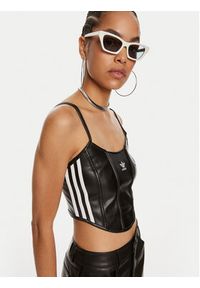 Adidas - adidas Top Firebird Pleather Corset IY7317 Czarny Slim Fit. Kolor: czarny. Materiał: skóra #4