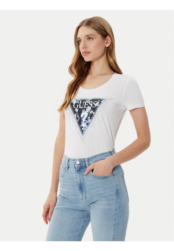 Guess T-Shirt W5RI00 J1314 Biały Regular Fit. Kolor: biały. Materiał: bawełna