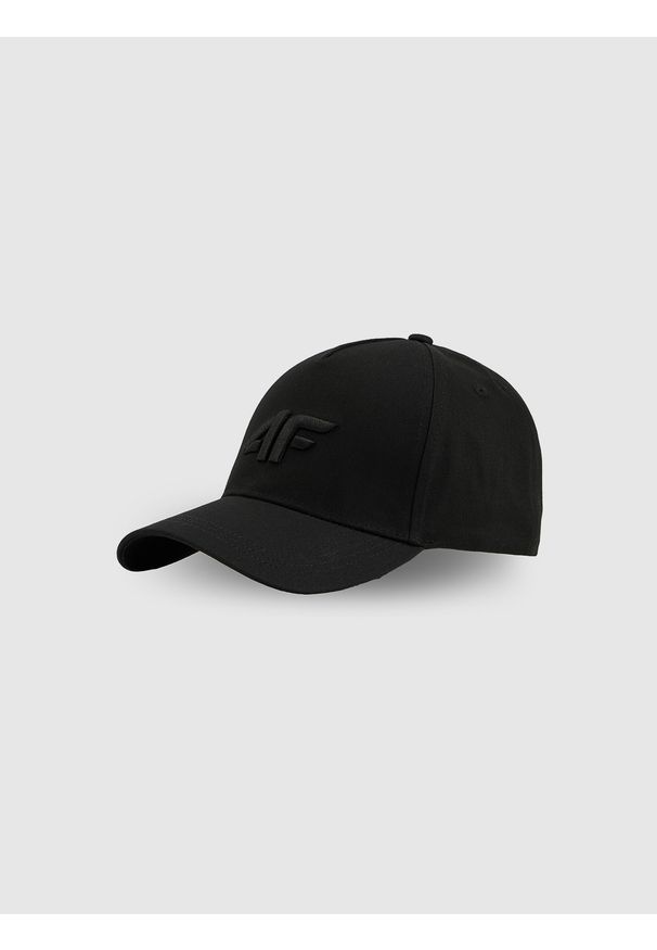 4f - 4F Czapka z daszkiem strapback męska - czarna S/M (58cm). Kolor: czarny. Materiał: bawełna, materiał. Styl: casual