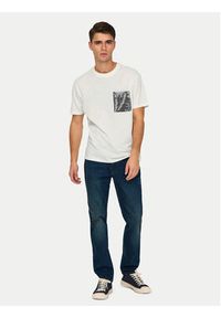 Only & Sons T-Shirt 22025286 Biały Regular Fit. Kolor: biały. Materiał: bawełna