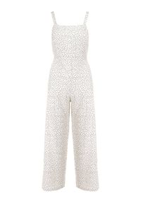 Born2be - Biały Kombinezon Aereira. Okazja: na imprezę, na co dzień. Kolor: biały. Długość rękawa: na ramiączkach. Długość: długie. Wzór: aplikacja, kropki. Sezon: lato. Styl: casual #7
