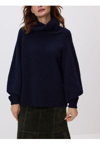 Reserved - Sweter z wełną - granatowy. Kolor: niebieski. Materiał: wełna #1