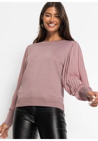 bonprix - Sweter z cienkiej dzianiny z lejącej mieszanki wiskozy. Kolor: różowy. Materiał: dzianina, wiskoza #1