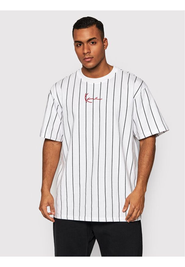 Karl Kani T-Shirt Signature Pinstripe 6030152 Biały Regular Fit. Kolor: biały. Materiał: bawełna