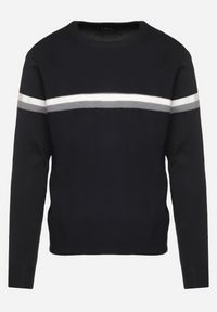 Born2be - Granatowy Sweter z Wełną i Paskami Sailissa. Kolor: niebieski. Materiał: wełna. Wzór: paski. Styl: elegancki #3