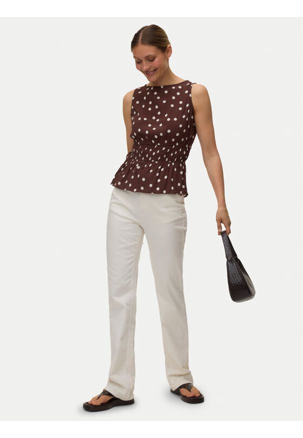 Vero Moda Bluzka Elisa 10347963 Brązowy ciemny Loose Fit. Kolor: brązowy. Materiał: wiskoza