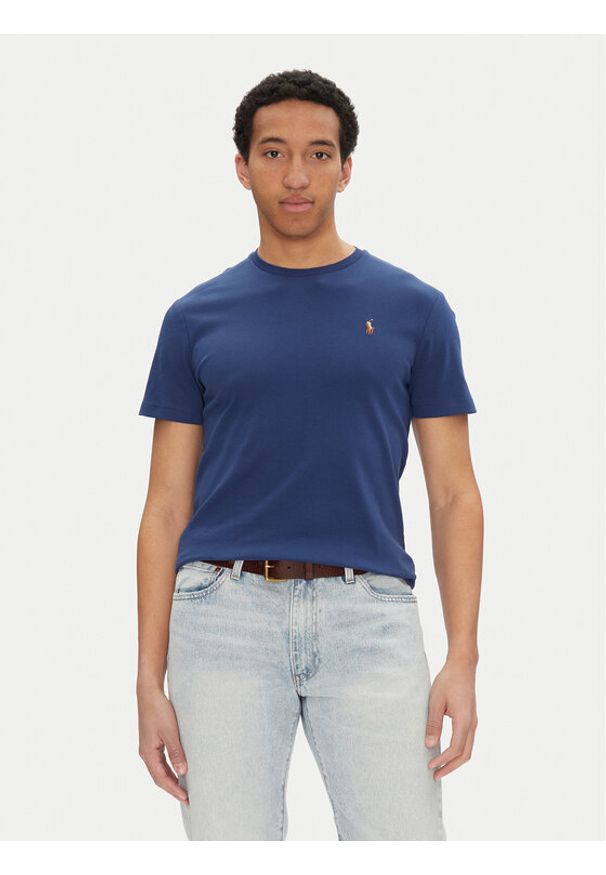 Polo Ralph Lauren T-Shirt 710740727092 Granatowy Custom Slim Fit. Typ kołnierza: polo. Kolor: niebieski. Materiał: bawełna