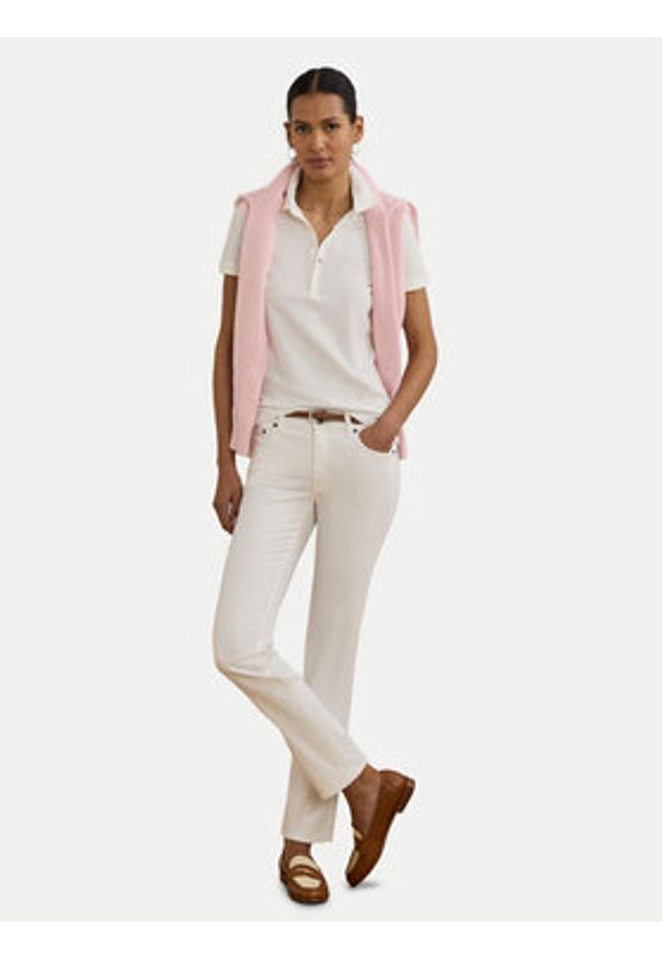 Lauren Ralph Lauren - LAUREN RALPH LAUREN Polo 200966128001 Biały Slim Fit. Typ kołnierza: polo. Kolor: biały. Materiał: bawełna