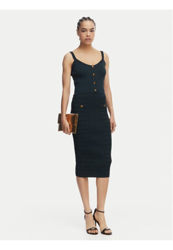 Guess Spódnica ołówkowa W5YD66 Z0130 Zielony Slim Fit. Kolor: zielony. Materiał: wiskoza