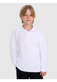 4f - 4F Longsleeve polo regular chłopięcy - biały 134 (8-9 lat). Okazja: na co dzień. Typ kołnierza: polo. Kolor: biały. Długość: długie. Wzór: ze splotem, gładki. Materiał: bawełna, jersey, materiał. Długość rękawa: długi rękaw. Sezon: lato. Styl: casual, elegancki, sportowy, klasyczny #1