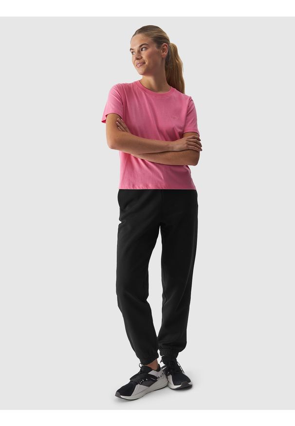 4f - 4F T-shirt regular gładki damski - różowy XXL. Okazja: na co dzień. Kolor: różowy. Materiał: skóra, jersey, dzianina, bawełna, materiał. Długość rękawa: krótki rękaw. Długość: krótkie. Wzór: gładki. Sezon: lato. Styl: sportowy, klasyczny, casual