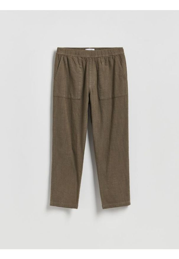 Reserved - Bawełniane spodnie jogger - brązowy. Kolor: brązowy. Materiał: bawełna