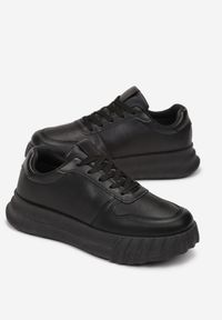 Born2be - Czarne Sneakersy Uzani. Wysokość cholewki: przed kostkę. Kolor: czarny. Materiał: skóra ekologiczna, jeans, materiał. Szerokość cholewki: normalna. Wzór: gładki. Obcas: na platformie #4