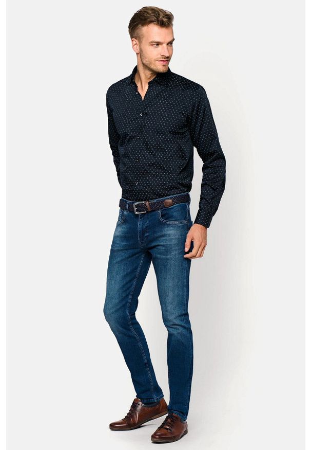 Lancerto - Jeansy Granatowe Dixie Slim. Kolor: niebieski. Długość: długie. Styl: vintage