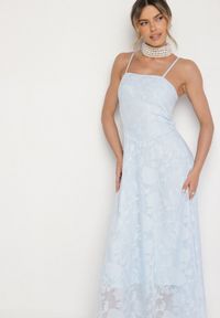 Born2be - Jasnoniebieska Rozkloszowana Sukienka Vices z Gorsetowym Wiązaniem Fenosella. Okazja: na imprezę. Typ kołnierza: dekolt gorset. Kolor: niebieski. Długość rękawa: na ramiączkach. Sezon: lato. Typ sukienki: gorsetowe. Styl: elegancki #4