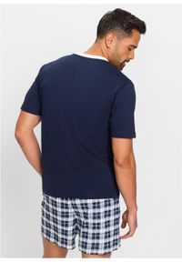 Piżama z krótkimi spodenkami bonprix ciemnoniebiesko-biały. Kolor: niebieski. Długość: krótkie. Wzór: nadruk #4