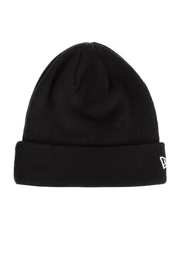 Czapka New Era Essential Black Cuff Beanie 12134752 - czarna. Kolor: czarny. Materiał: materiał, akryl. Wzór: aplikacja, haft. Sezon: zima. Styl: klasyczny