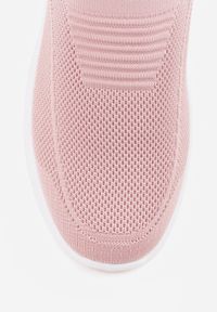 Renee - Różowe Casualowe Buty Sportowe na Grubszej Podeszwie Ozdobione Perforacją Fiovena. Okazja: na co dzień. Kolor: różowy. Materiał: jeans. Wzór: aplikacja #7