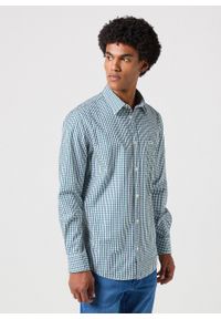 Wrangler - WRANGLER LS 1 PKT SHIRT MĘSKA KOSZULA W KRATĘ GREEN NAVY 112350479