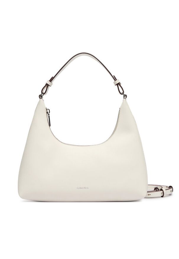 Calvin Klein Torebka Foil Logo Conv Shou?Lder Bag LV04F3272G Biały. Kolor: biały. Materiał: skórzane