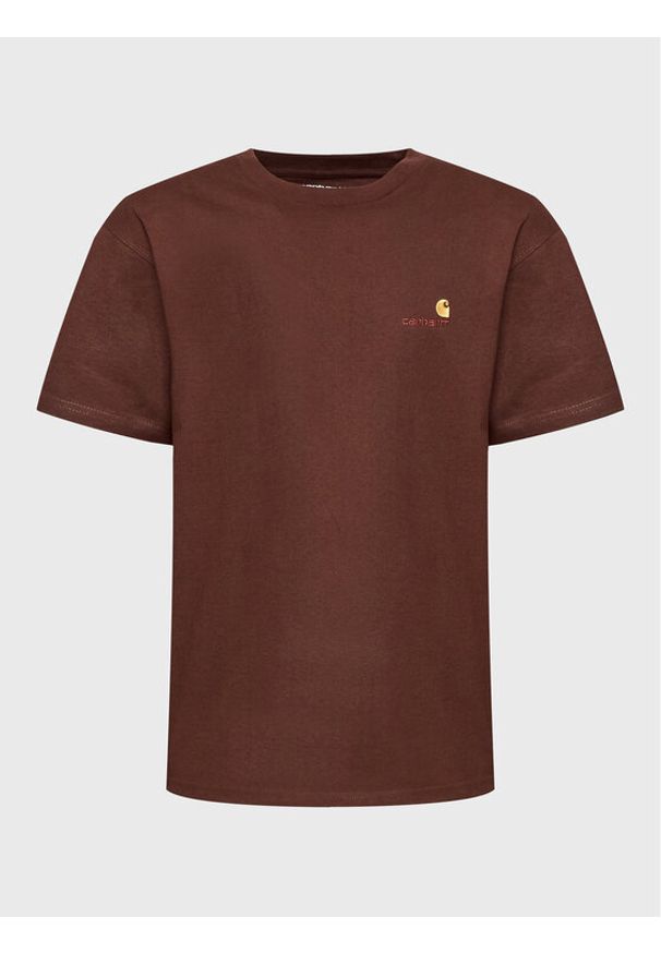 Carhartt WIP T-Shirt American Script I029956 Brązowy Regular Fit. Kolor: brązowy. Materiał: bawełna