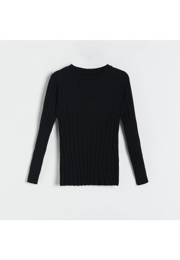Reserved - Prążkowany sweter - Czarny. Kolor: czarny. Materiał: prążkowany