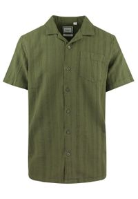 Letnia Koszula Weekendowa z Lnem - Brave Soul - Khaki. Okazja: na co dzień. Kolor: brązowy. Materiał: len, bawełna. Sezon: lato. Styl: casual #1