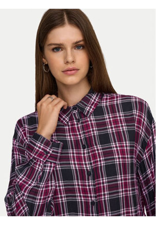 only - ONLY Koszula Evia 15355741 Bordowy Loose Fit. Kolor: czerwony. Materiał: wiskoza