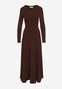 Renee - Brązowa Rozkloszowana Sukienka z Bawełny Tusmala. Okazja: na co dzień. Kolor: brązowy. Materiał: bawełna. Typ sukienki: proste. Styl: casual, elegancki #8