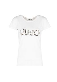 Liu Jo T-Shirt | VA3A25 J5003 | Kobieta | Biały. Okazja: na co dzień. Kolor: biały. Materiał: elastan, bawełna. Długość: długie. Wzór: nadruk. Styl: casual, klasyczny, elegancki