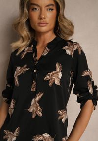 Renee - Czarna Koszula z Bawełną ze Wzorem Ptaków Lumevire. Okazja: na co dzień. Kolor: czarny. Materiał: bawełna. Wzór: aplikacja. Styl: elegancki, casual #4